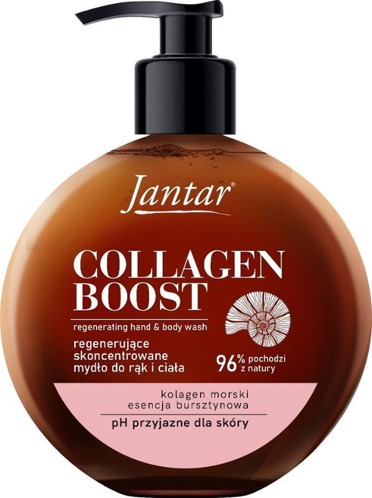 Farmona, Jantar, Collagen Boost, regenerujące mydło do rąk i ciała z esencją bursztynową i kolagenem morskim, 400 ml