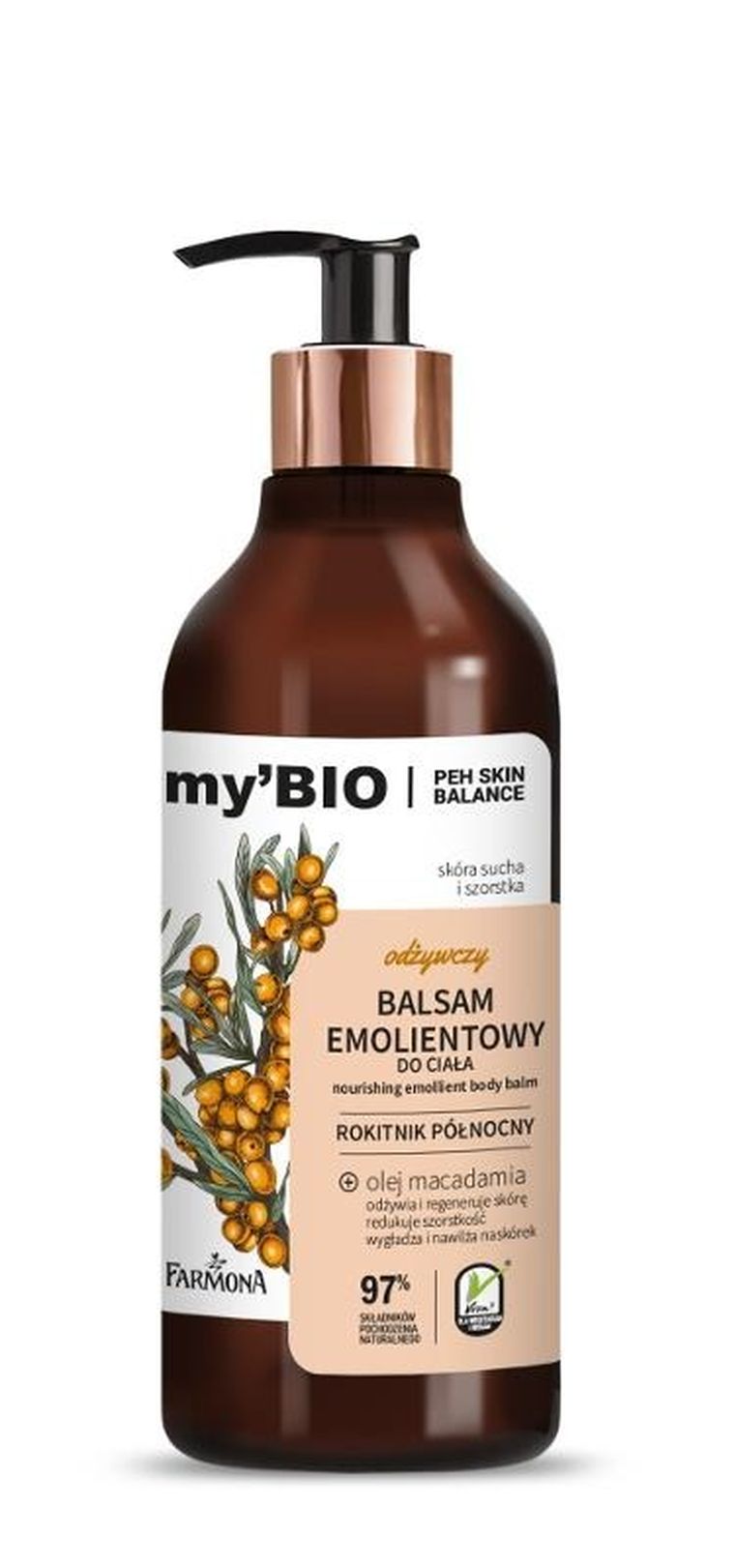 Farmona, my`Bio, odżywczy balsam emolientowy do ciała, rokitnik północny, 400 ml
