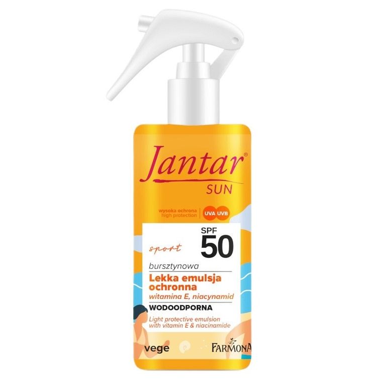 Farmona, Sun Jantar, ultralekka ochronna emulsja SPF 50 z witaminą E i niacynamidem, 150 ml