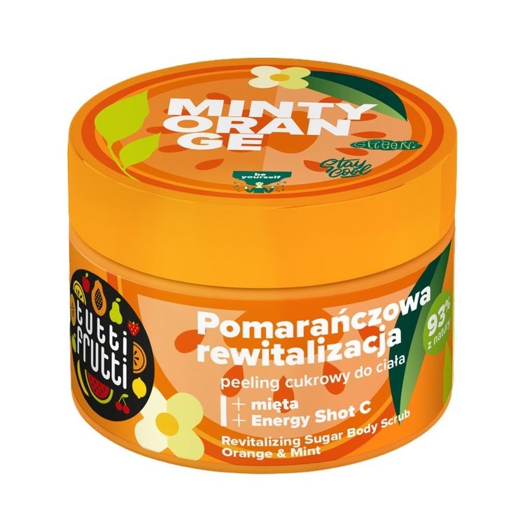 Farmona, Tutti Frutti, rewitalizujący peeling cukrowy do ciała, Pomarańcza i Mięta + Energy Shot C, 300g