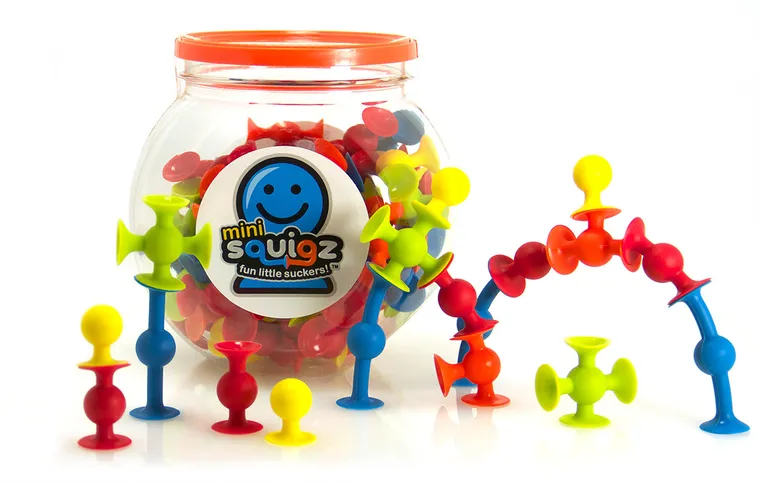 Fat Brain Toy Co. Squigz, mini przyssawki, silikonowe klocki, 75 elementów