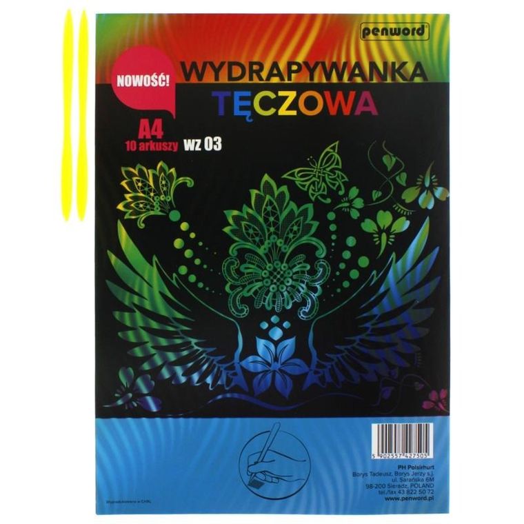 Feniks, wydrapywanka, tęczowa, A4, 10 arkuszy