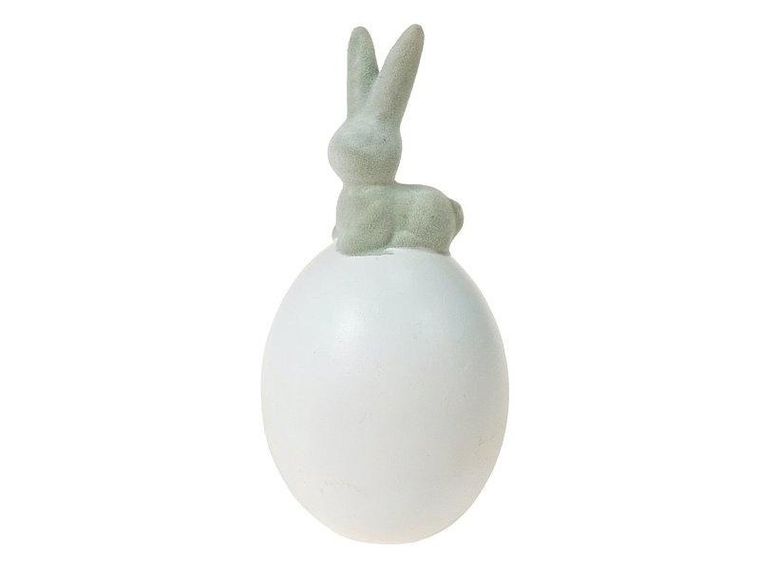 Figurka ceramiczna, jajko z zającem