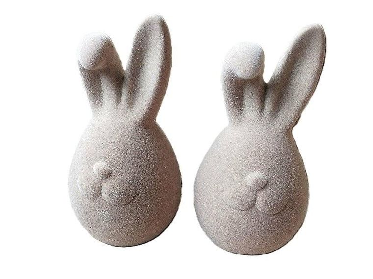 Figurka zając pokryta materiałem, 7-7-14 cm