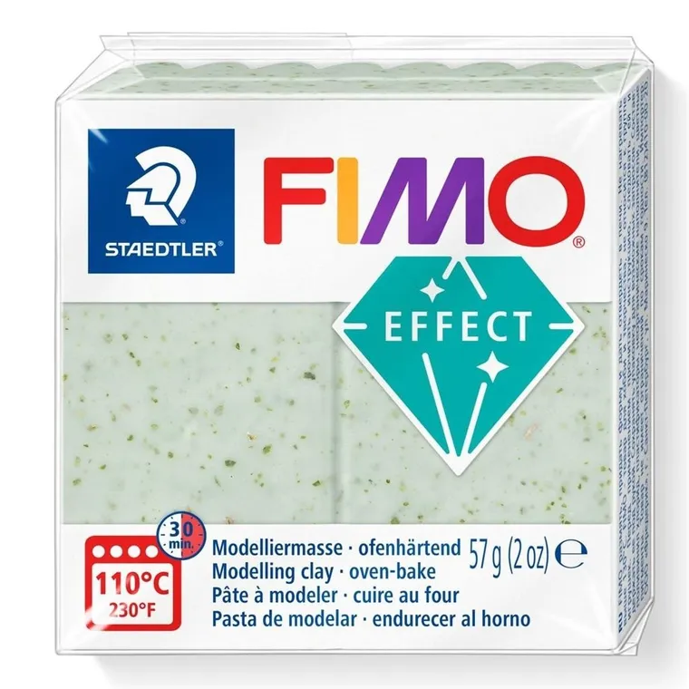 Fimo, Effect, masa plastyczna termoutwardzalna, zielony botanical, 57g, kostka