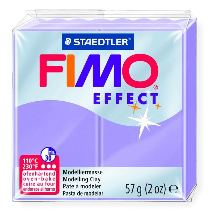 Fimo, masa plastyczna termoutwardzalna, Effect, liliowy Pastelowy, 57g, kostka