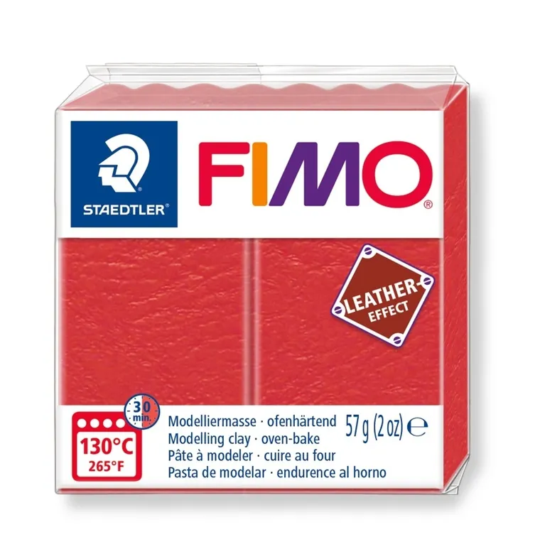 Fimo, masa plastyczna termoutwardzalna, Leather effect, arbuzowy, kostka, 57g