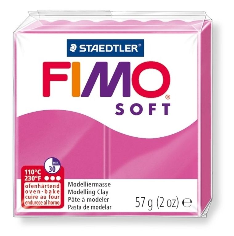 Fimo, masa plastyczna termoutwardzalna, Soft, amarantowy, 57g, kostka