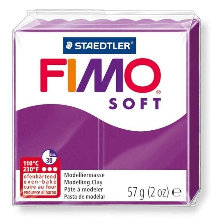 Fimo, masa plastyczna termoutwardzalna, Soft, fioletowy, 57g, kostka