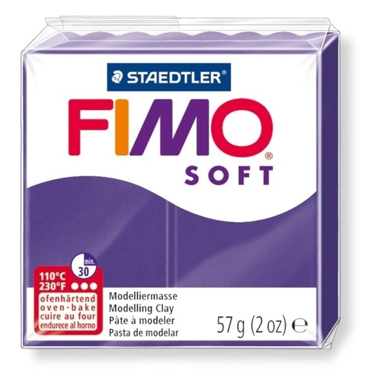 Fimo, masa plastyczna termoutwardzalna, Soft, fiołkowy, 57g, kostka