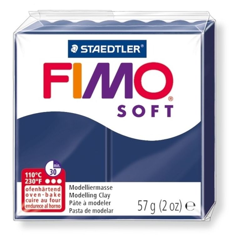 Fimo, masa plastyczna termoutwardzalna, Soft, granatowy, 57g, kostka