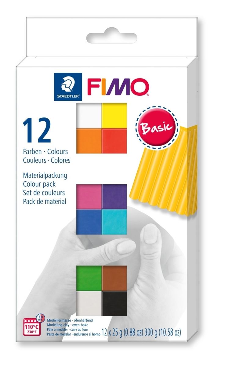Fimo, masa plastyczna termoutwardzalna, Soft, kolory Basic, zestaw, 25g, 12 kostek
