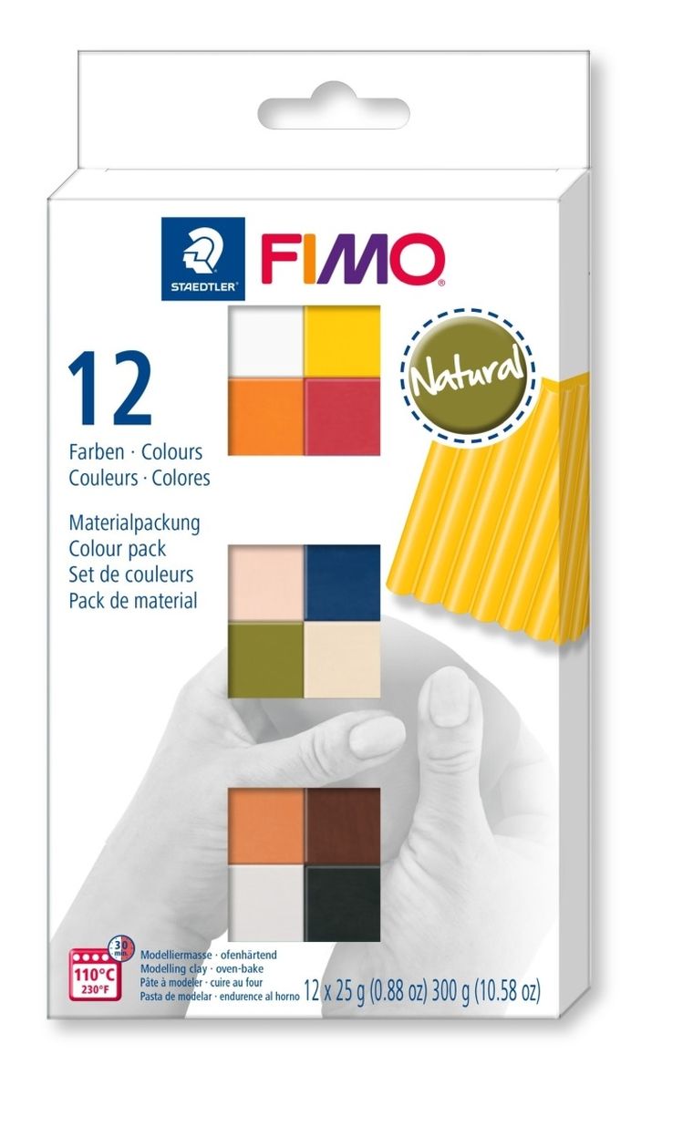Fimo, masa plastyczna termoutwardzalna, Soft, kolory Natural, zestaw, 25g, 12 kostek