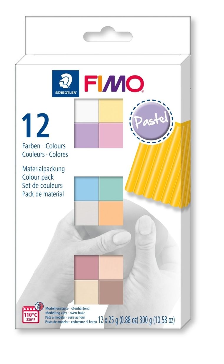 Fimo, masa plastyczna termoutwardzalna, Soft, kolory Pastel, zestaw, 25g, 12 kostek
