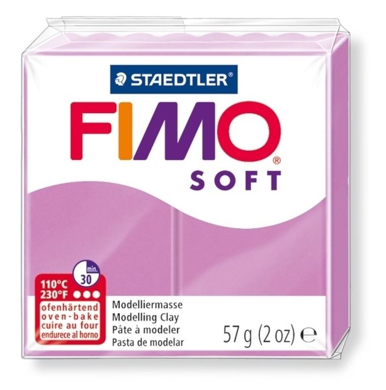 Fimo, masa plastyczna termoutwardzalna, Soft, lawenda, 57g, kostka