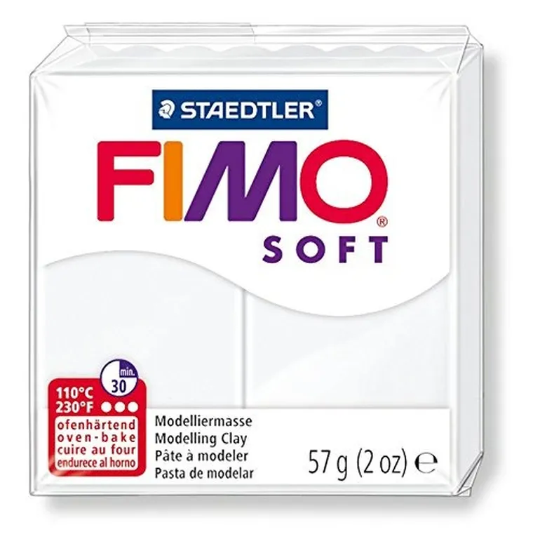 Fimo, masa termoutwardzalna, kostka soft, biały, 57g