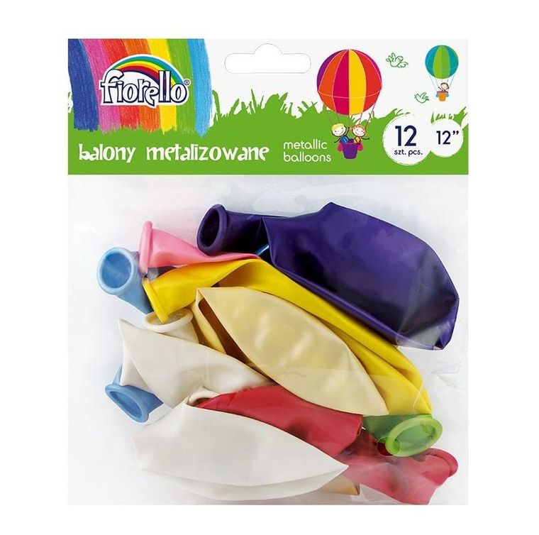 Fiorello, balony, metaliczne, 12'', 12 szt.