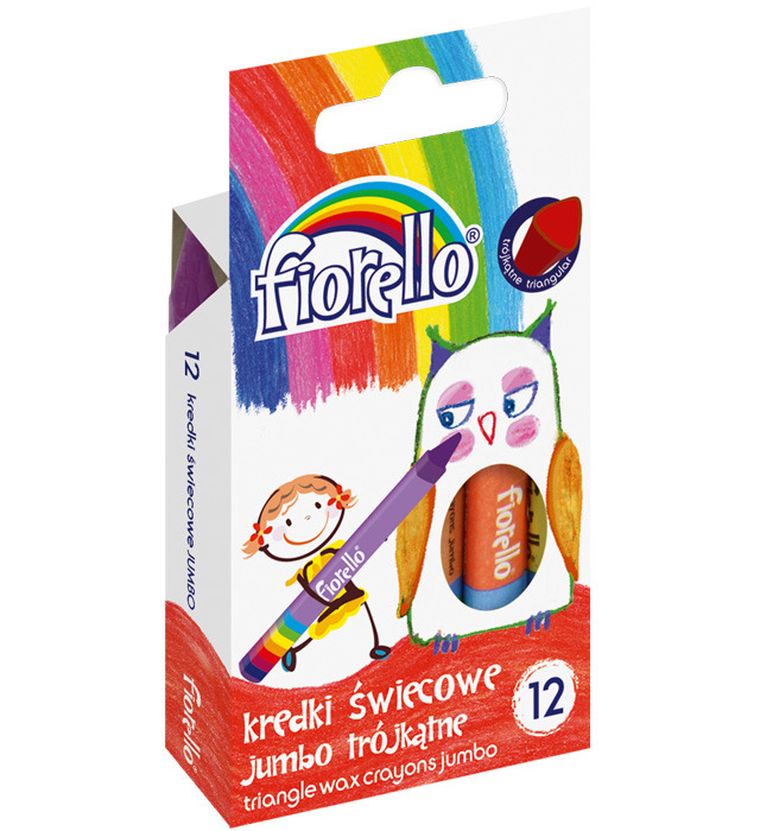 Fiorello, Jumbo, kredki świecowe, trójkątne, 12 kolorów