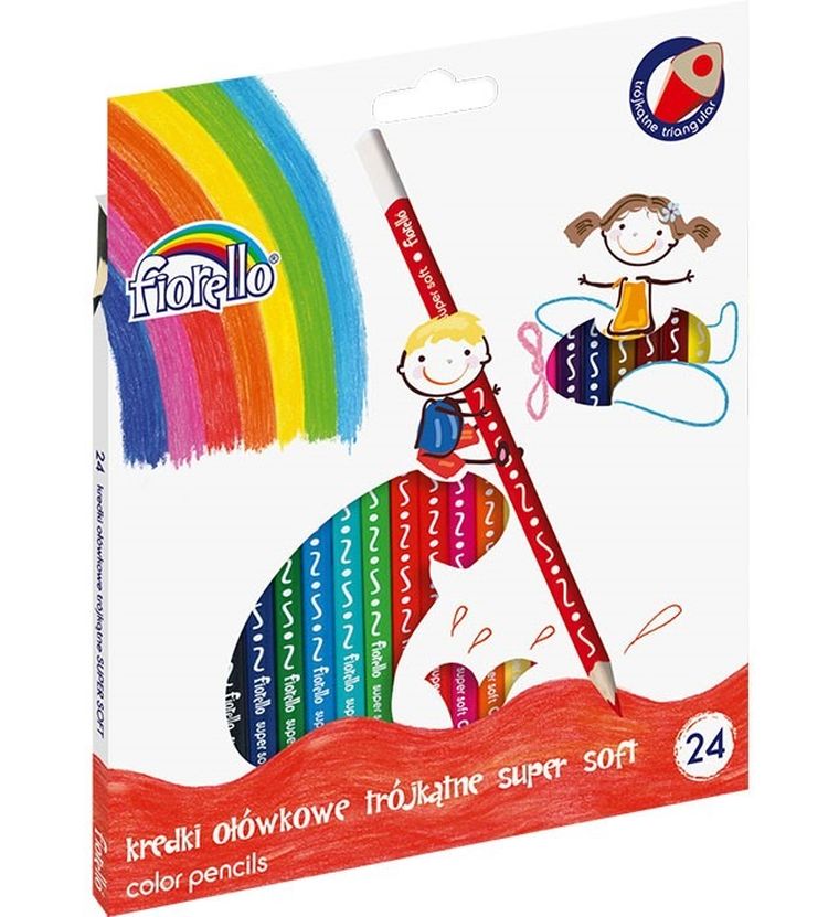 Fiorello, kredki ołówkowe, trójkątne, super soft, 24 kolorów