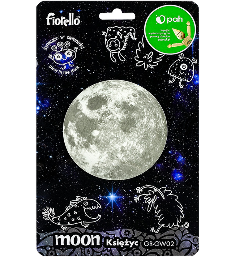 Fiorello, naklejka fluorescencyjna na ścianę, Księżyc, 9 cm