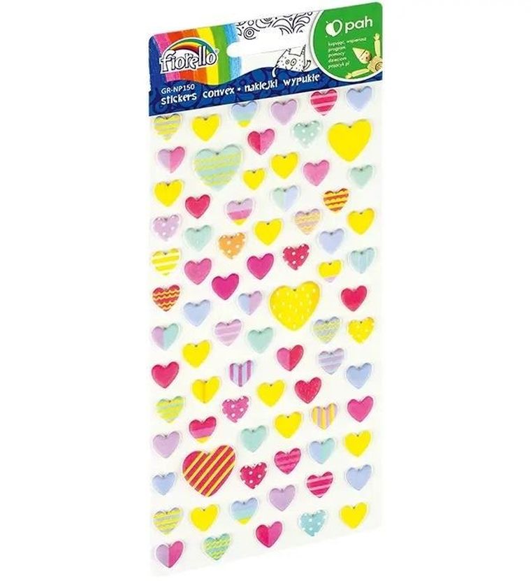 Fiorello, naklejki wypukłe, serca, kolorowe
