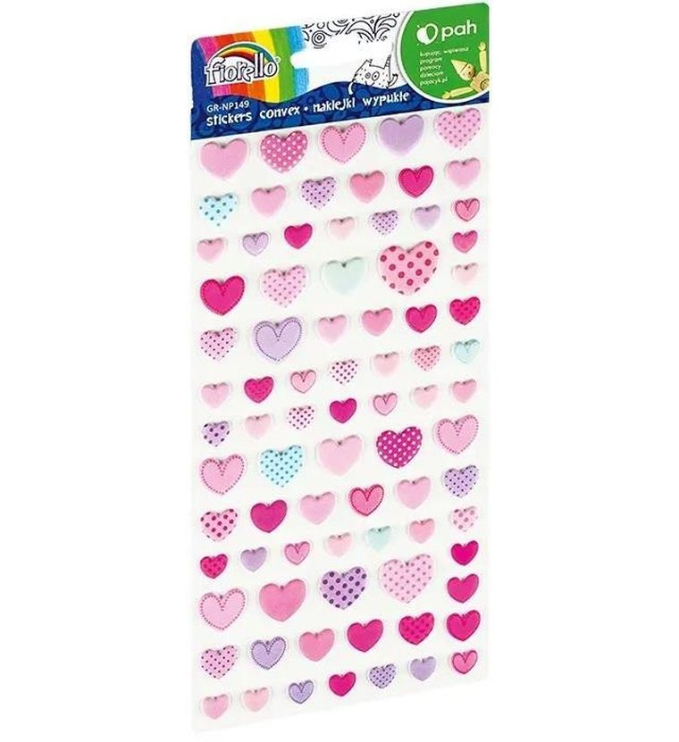 Fiorello, naklejki wypukłe, serca, różowe