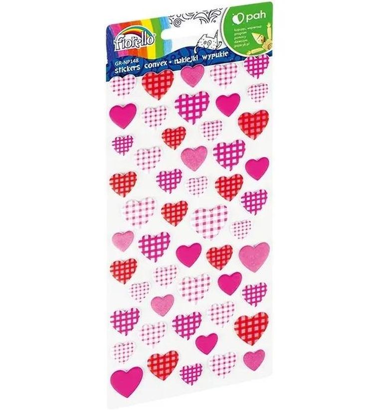 Fiorello, naklejki wypukłe, serca, w kratkę