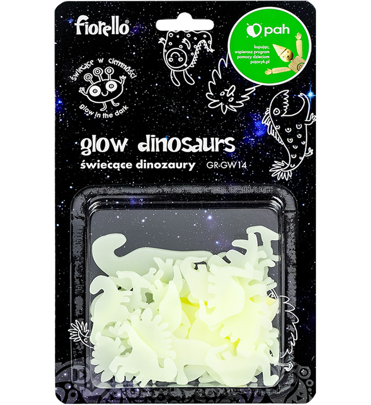 Fiorello, ozdoby fluorescencyjne na ścianę, Dinozaury, 24 szt.