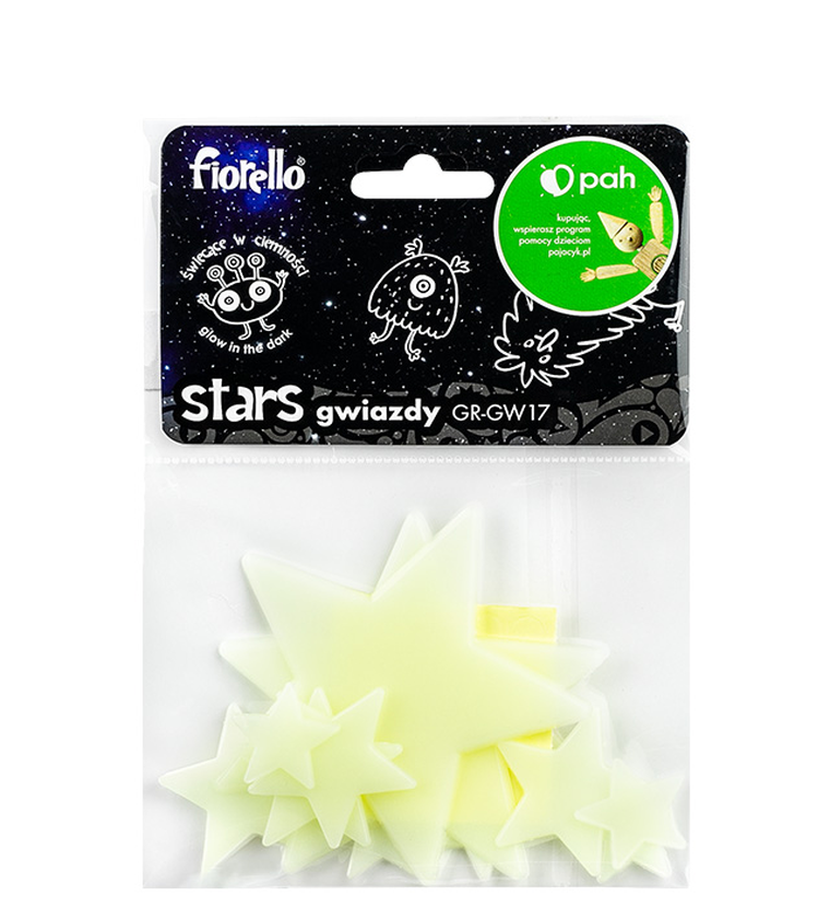 Fiorello, ozdoby fluorescencyjne na ścianę, Gwiazdki, 12szt