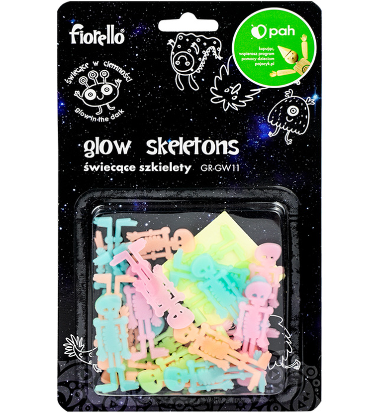 Fiorello, ozdoby fluorescencyjne na ścianę, Szkielety, 24 szt.