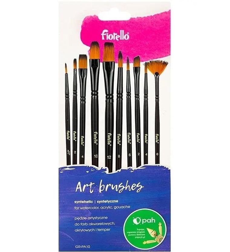 Fiorello, pędzle artystyczne, nylonowe, 10 szt.
