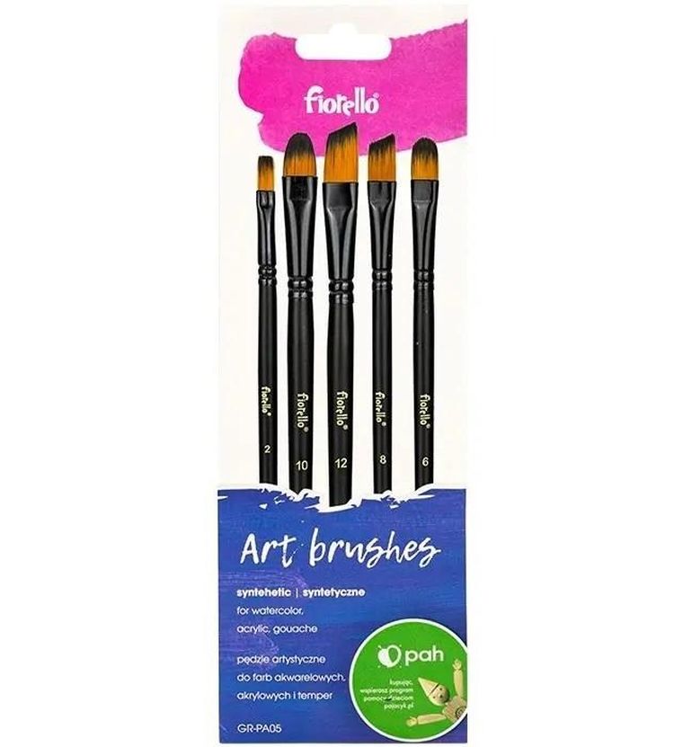 Fiorello, pędzle artystyczne, nylonowe, 5 szt.