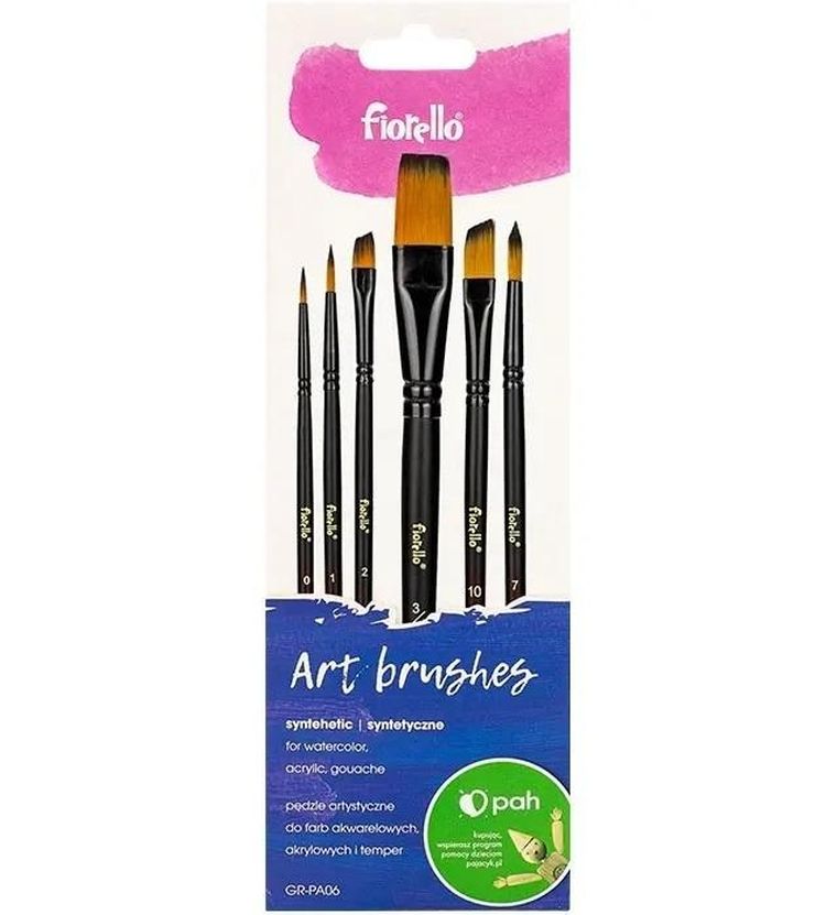 Fiorello, pędzle artystyczne, nylonowe, 6 szt.