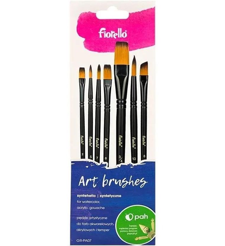 Fiorello, pędzle artystyczne, nylonowe, 7 szt.