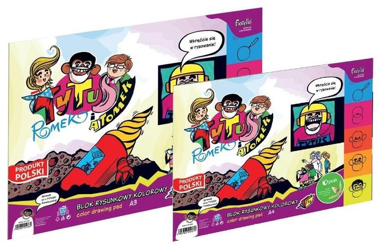 Fiorello, Tytus, Romek i A'Tomek, blok rysunkowy, kolorowy, A4, 16 kartek