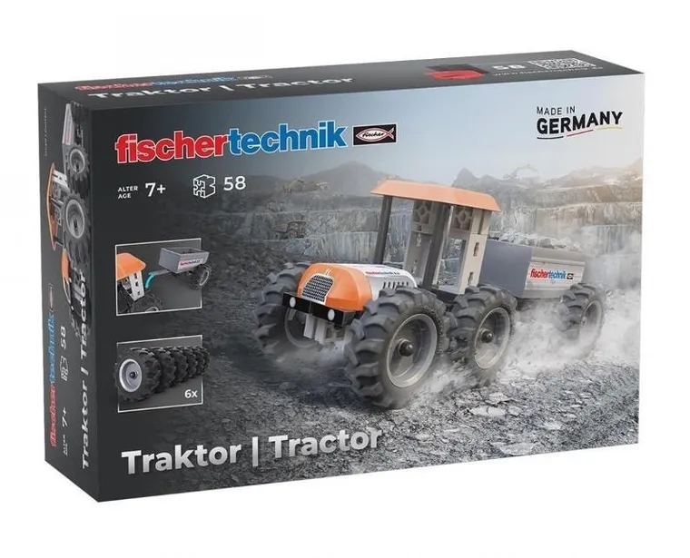 Fischertechnik, Traktor, klocki konstrukcyjne, 58 elementów