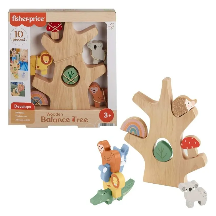 Fisher-Price, Drewniane drzewko, zestaw klocków drewnianych