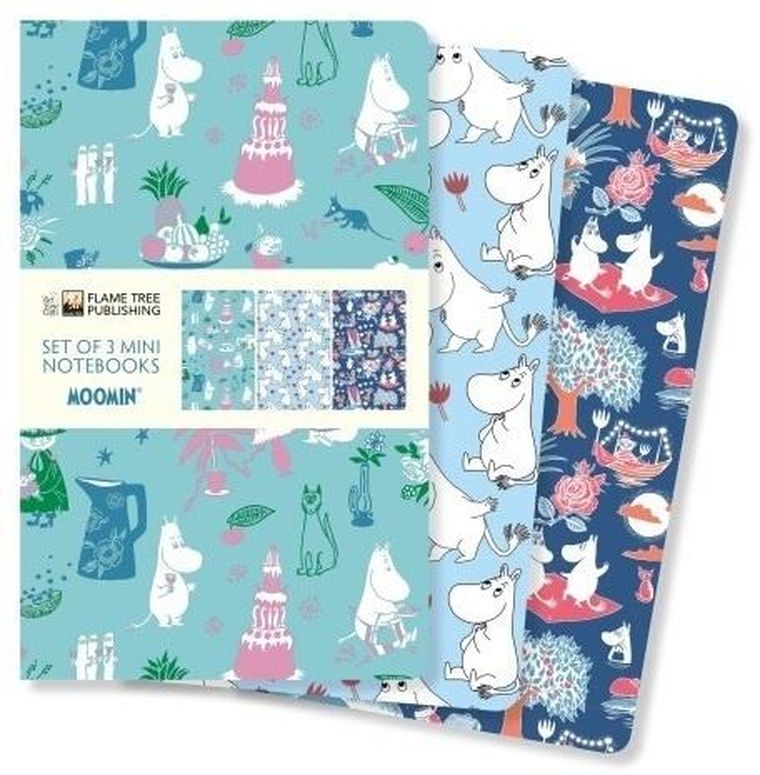 Flame Tree, zestaw 3 notatników, mini, linia, Muminki Classics