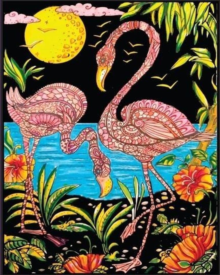 Flamingi. Kolorowanka welwetowa, 47-35 cm