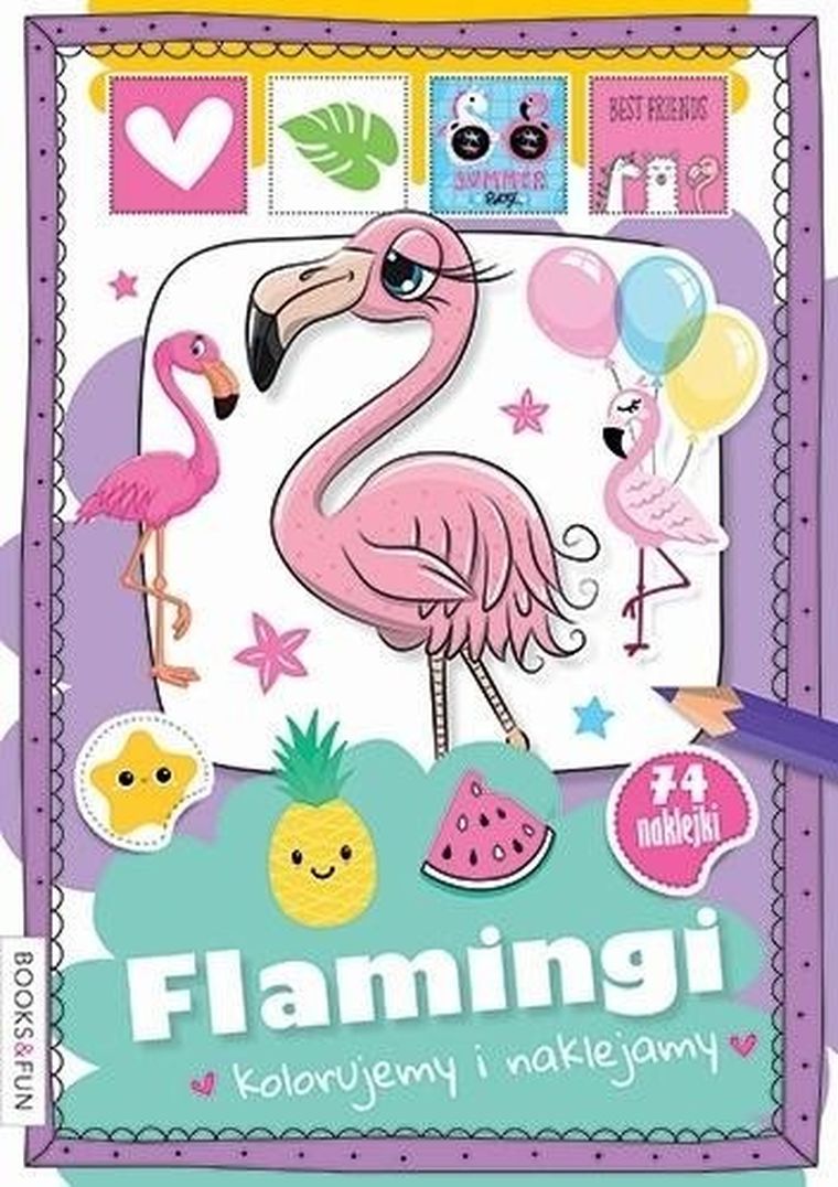 Flamingi. Kolorujemy i naklejamy