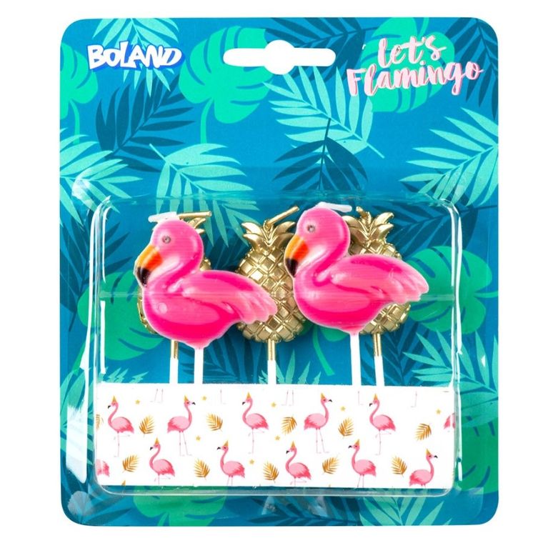 Flamingi, świeczki urodzinowe, zestaw, 5 szt.