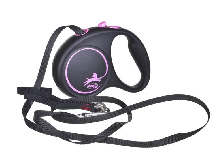 Flexi, Black Design, smycz automatyczna, rozmiar S, 5 m, różowa