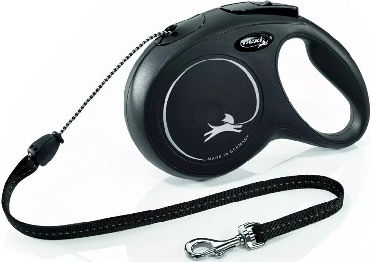 Flexi New Classic, smycz sznurowa, rozmiar M, 8m, czarna