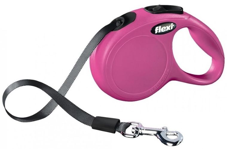 Flexi New Classic, smycz taśmowa, rozmiar XS, 3m, różowa