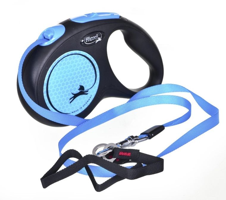 Flexi, New Neon, smycz automatyczna, rozmiar M, 5 m, niebieska