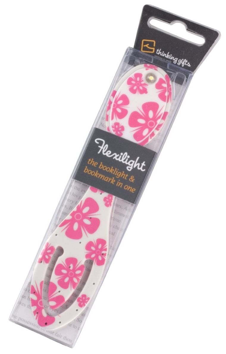 Flexilight, lampka do książki, kwiaty różowe
