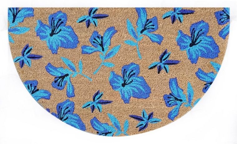 Floor Gardens, wycieraczka, kwiaty, niebieski