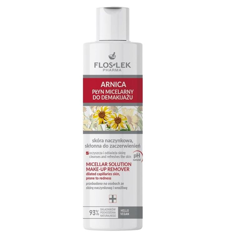 Floslek, Arnica, płyn micelarny do demakijażu skóry naczynkowej, 225 ml