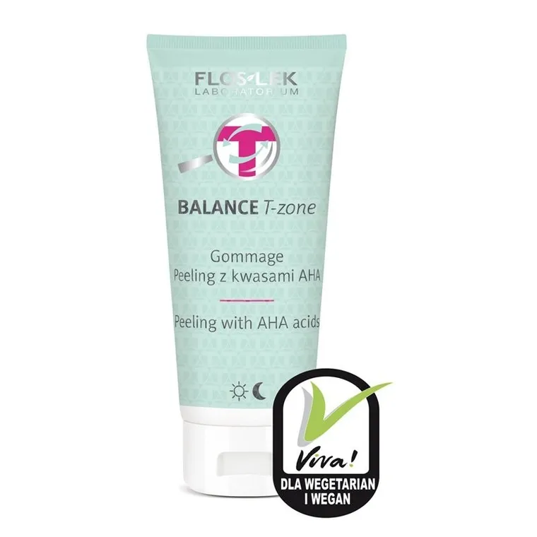 Floslek, Balance T-Zone, Gommage, peeling z kwasami AHA, do cery mieszanej, 125 ml