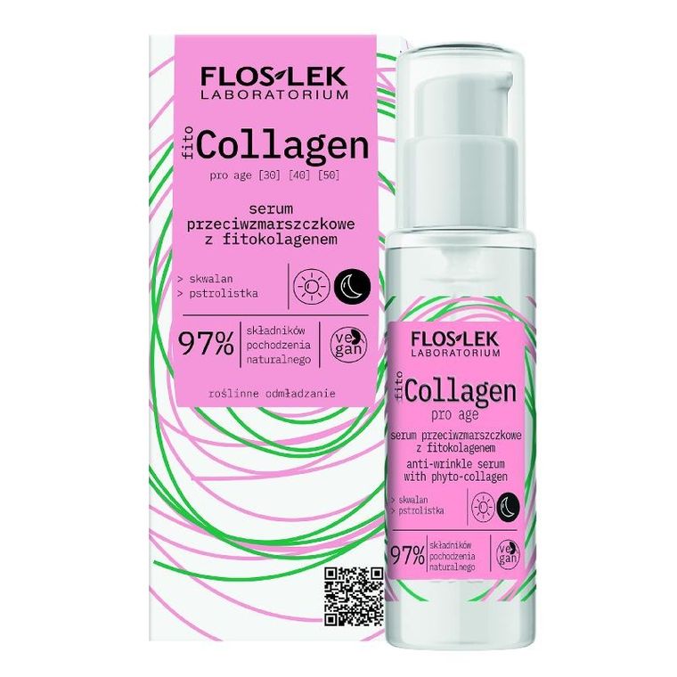 Floslek, Fito Collagen, serum przeciwzmarszczkowe z fitokolagenem na dzień i noc, 30ml